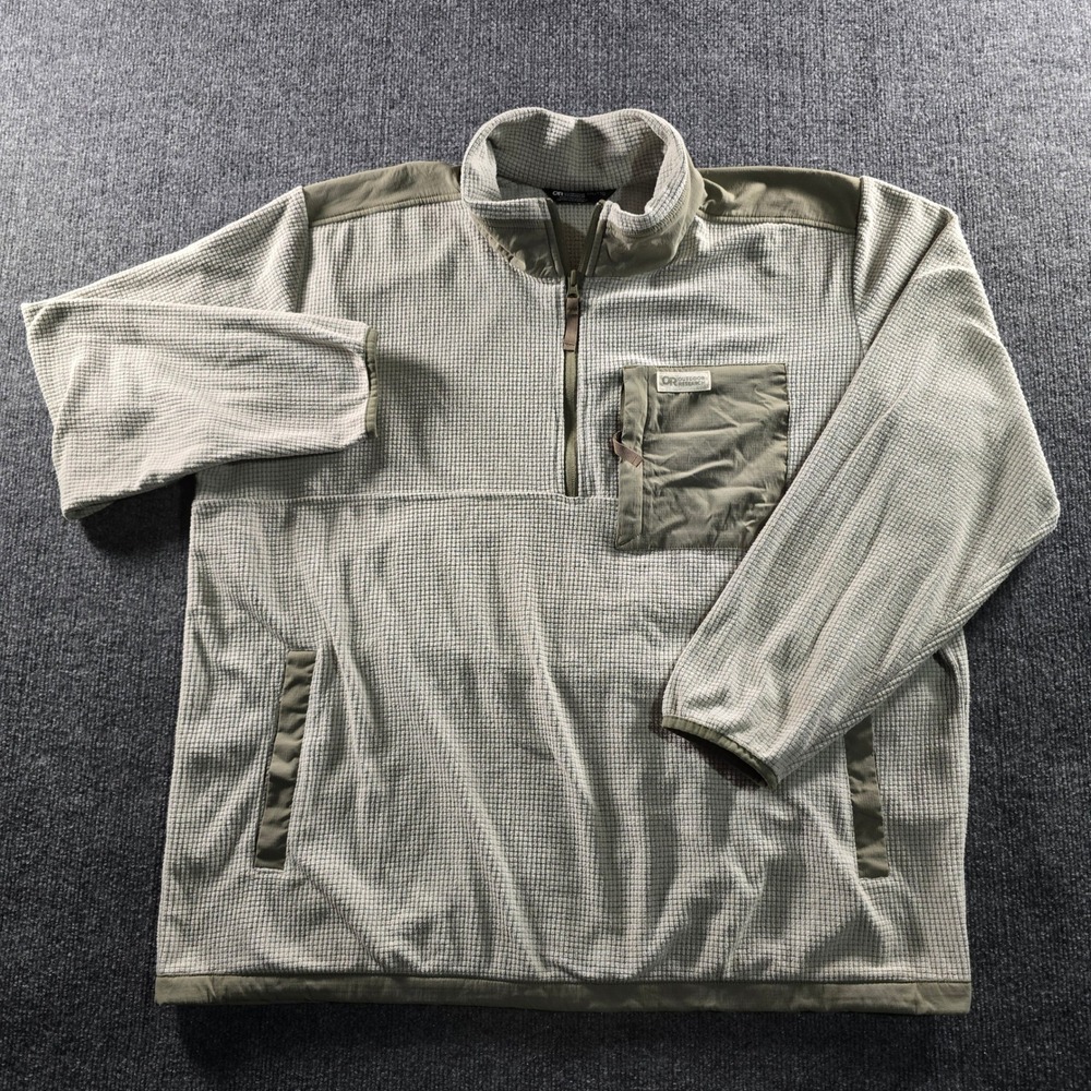 Outdoor Research Mens XXL Grid Fleece Quarter Zip Pullover Gray Hiking Jacket